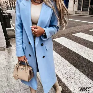 Amy Fashion - Lined Pocket Slim Outerwear Solid Casual Blazer