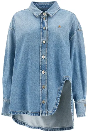 asymmetric denim overshirt with 250WCB00068DDD085AA SKY BLUE