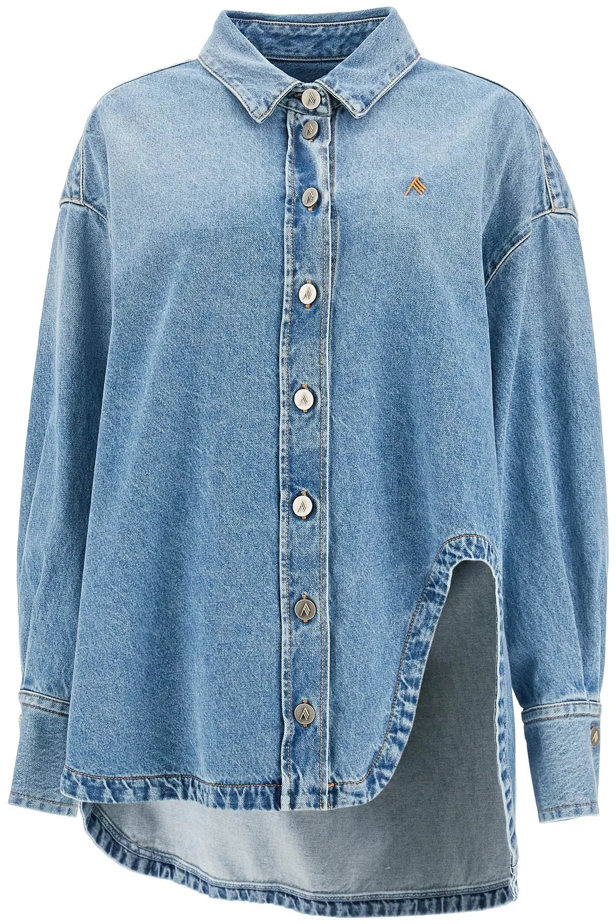 asymmetric denim overshirt with 250WCB00068DDD085AA SKY BLUE