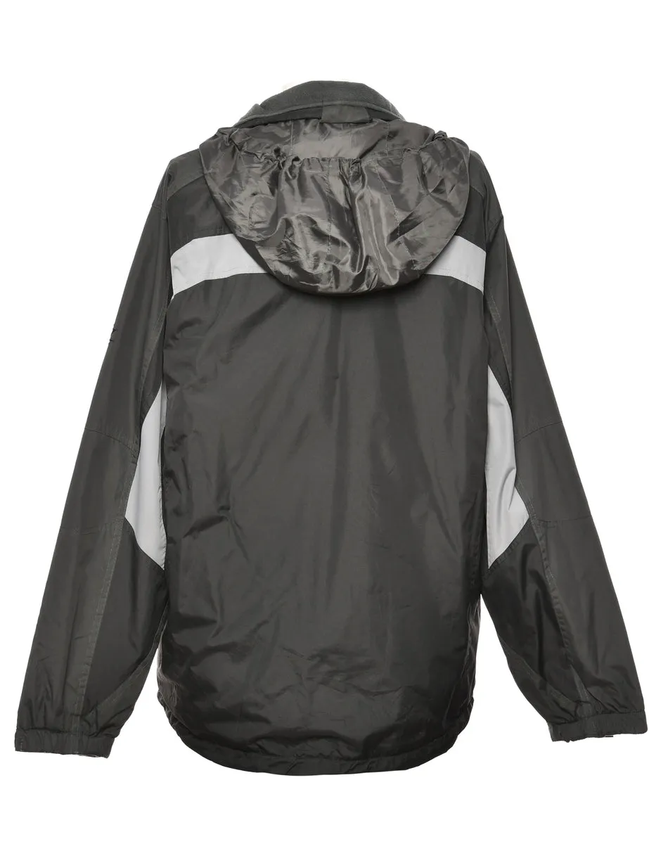 Black & Grey Contrasting Hooded Mountaineering Jacket - L