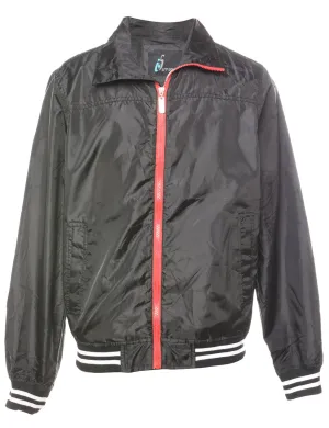 Black & Red Contrast Zip-Front Jacket - M