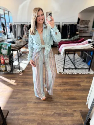 Border Print Palazzo Pants