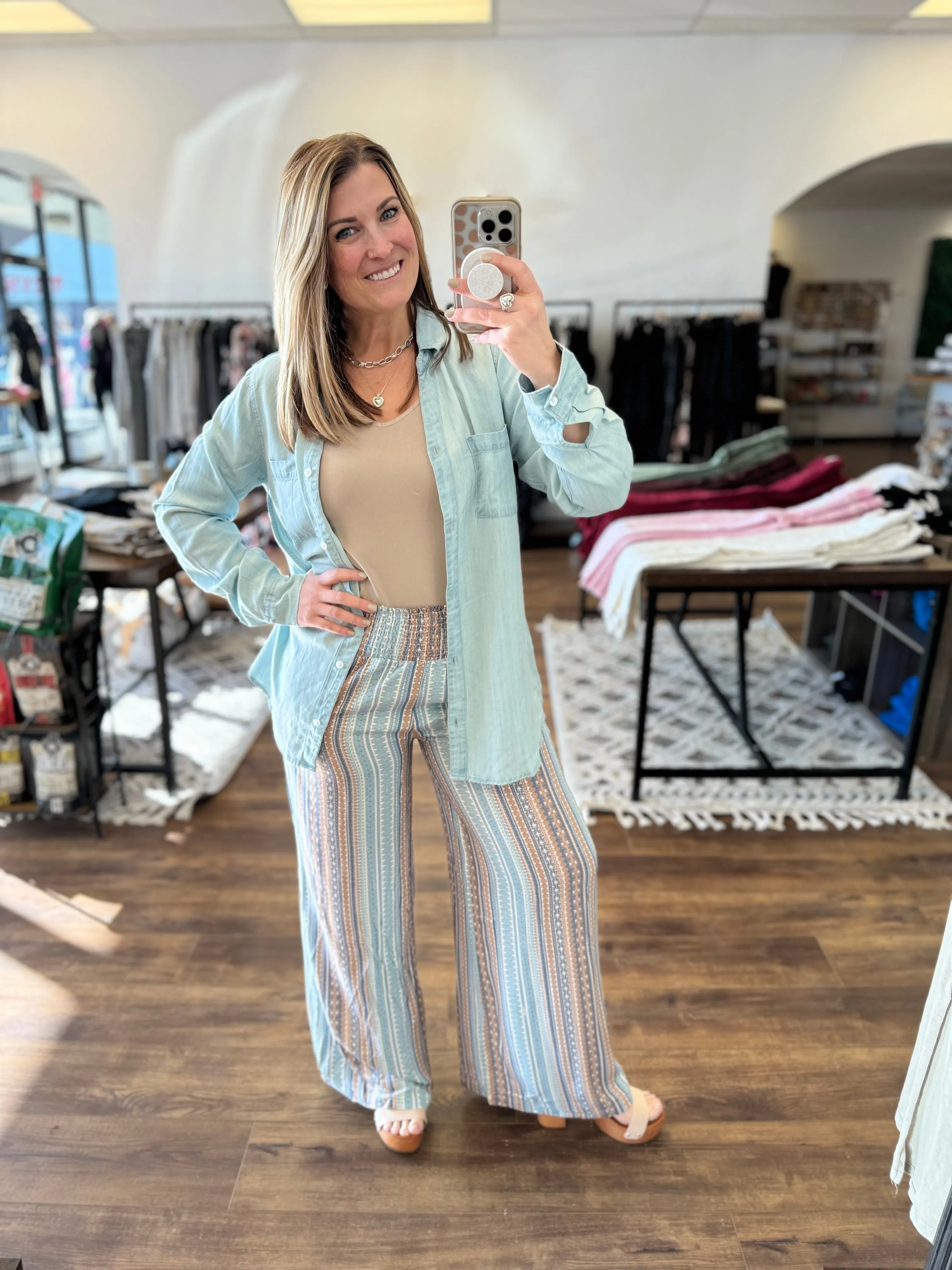 Border Print Palazzo Pants