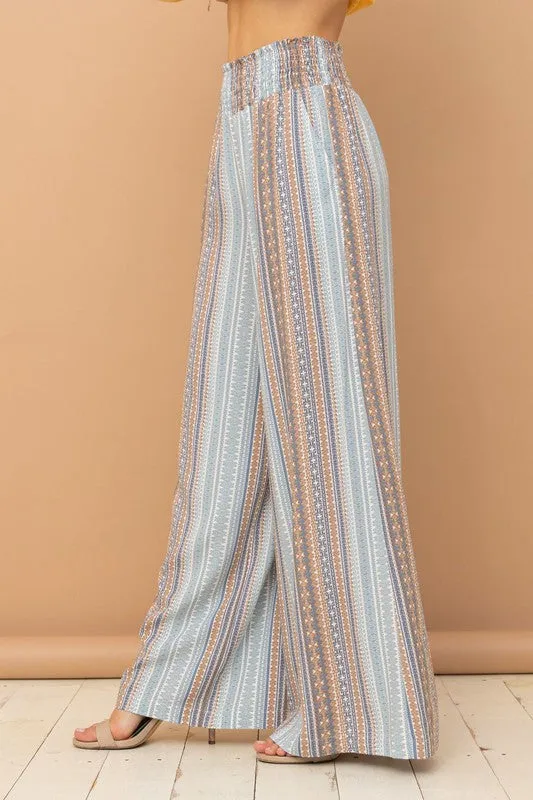 Border Print Palazzo Pants