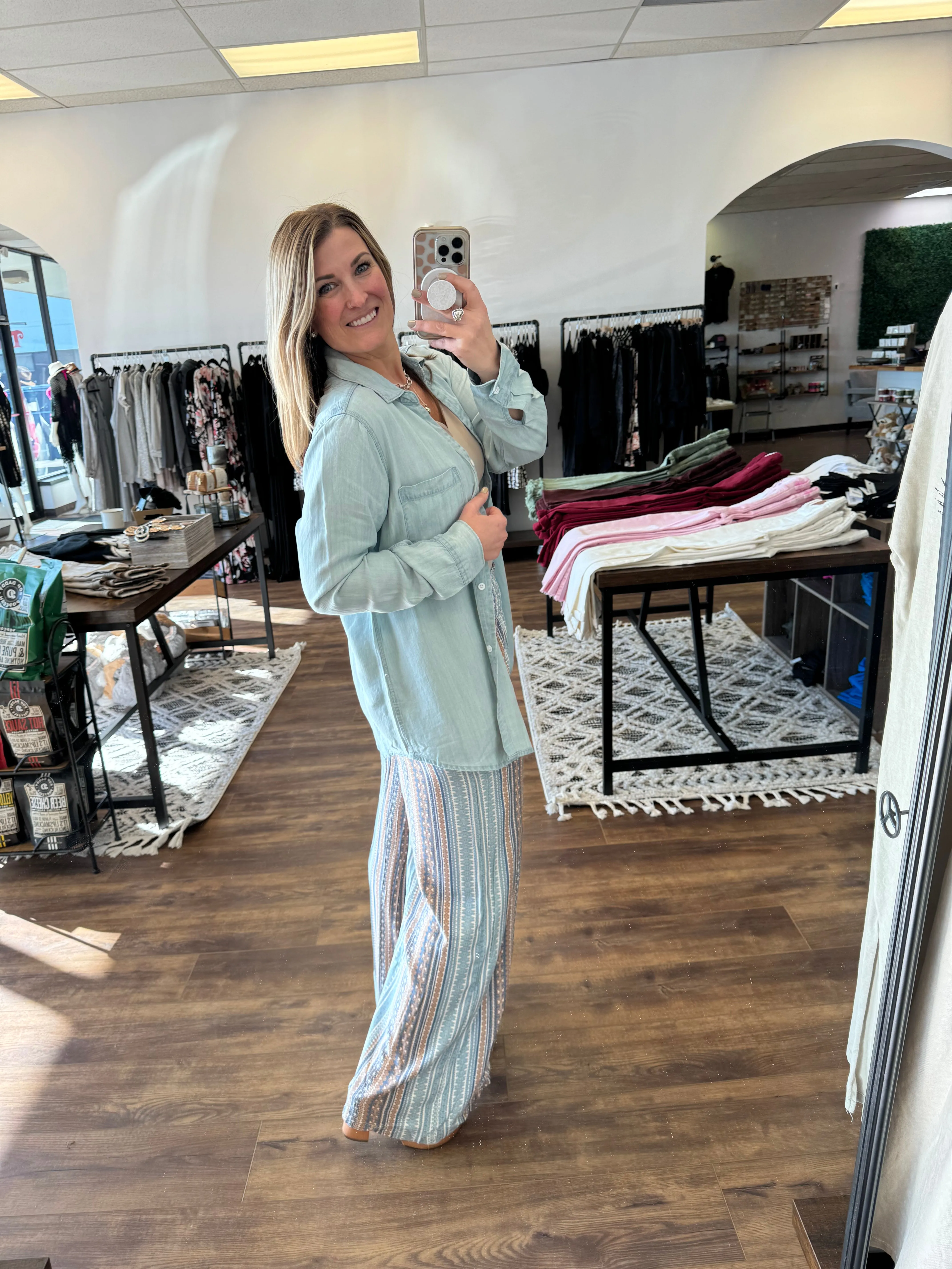 Border Print Palazzo Pants