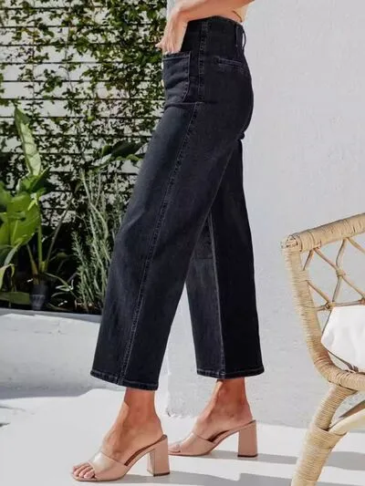 Capri Jeans for Women High Waist Cropped Pants Fly Cropped Jeans with Pockets
