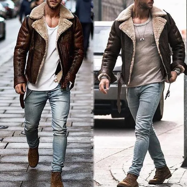 Casual Fashion Street Personality Artificial Leather Jacket