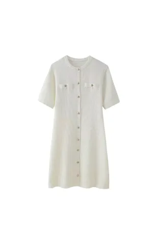 ‘Claire’ Fitted Minimalist Solid Knit Dress