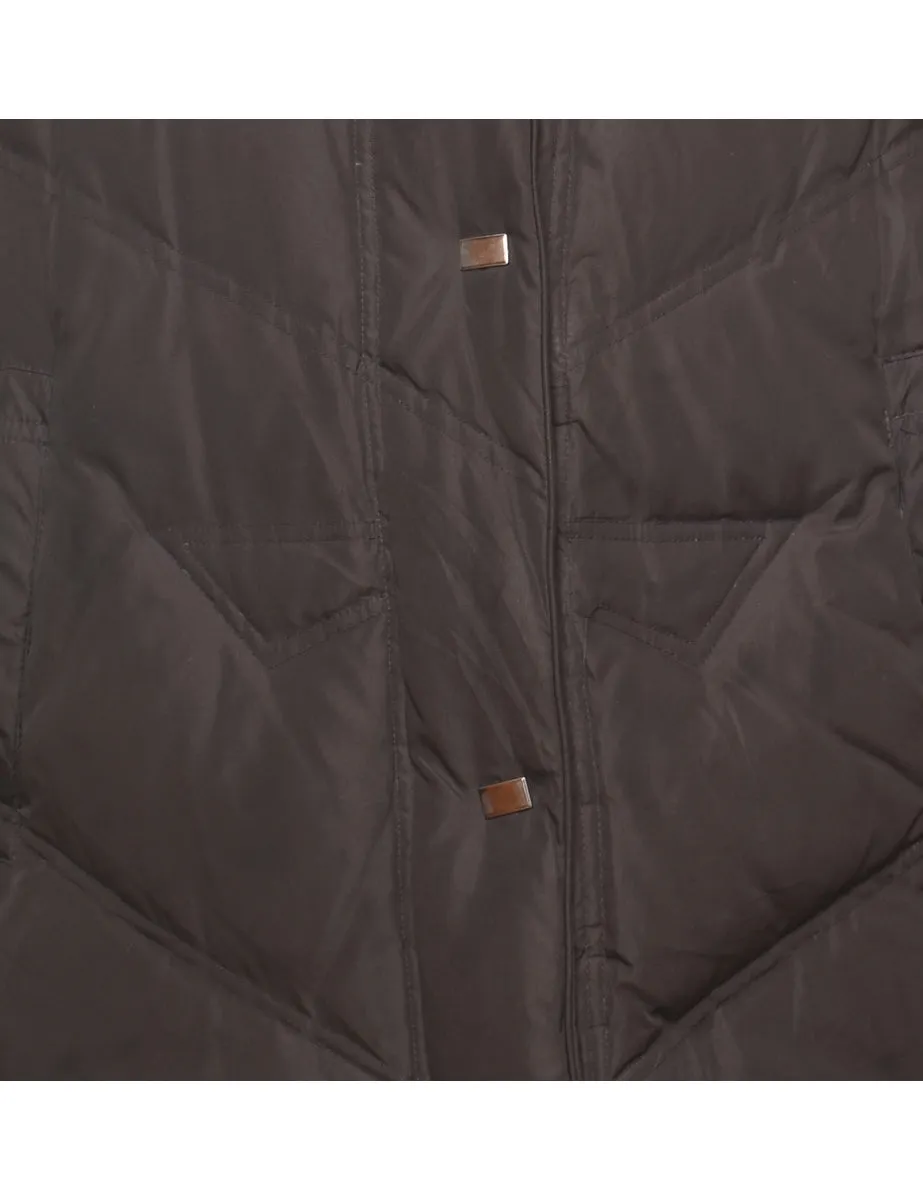 Dark Brown Zip-Front Puffer Jacket - L