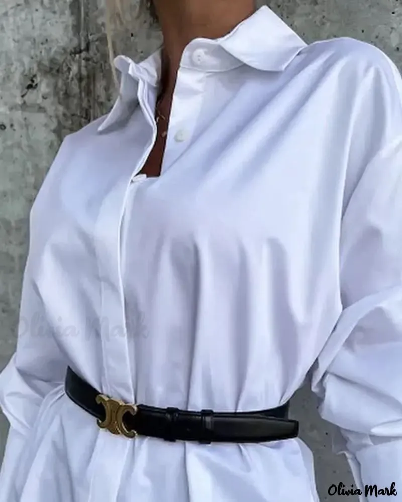 Deanwangkt - Split Hem Long Sleeve Button Down Shirt