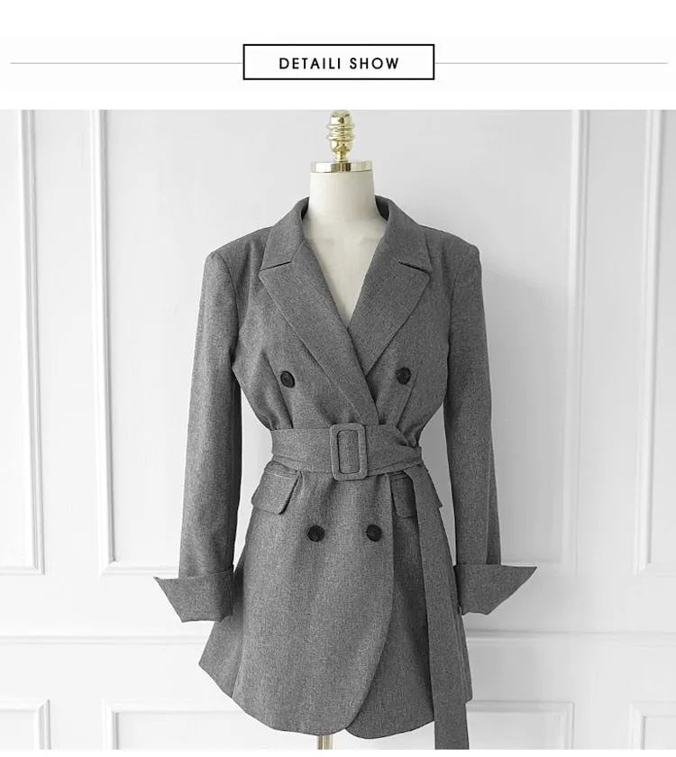 Double-Breasted Button Blazer With Blazer