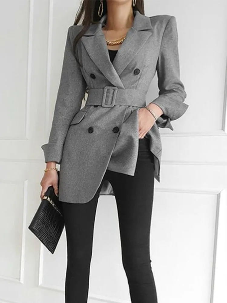 Double-Breasted Button Blazer With Blazer
