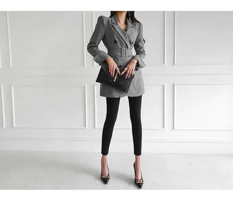Double-Breasted Button Blazer With Blazer