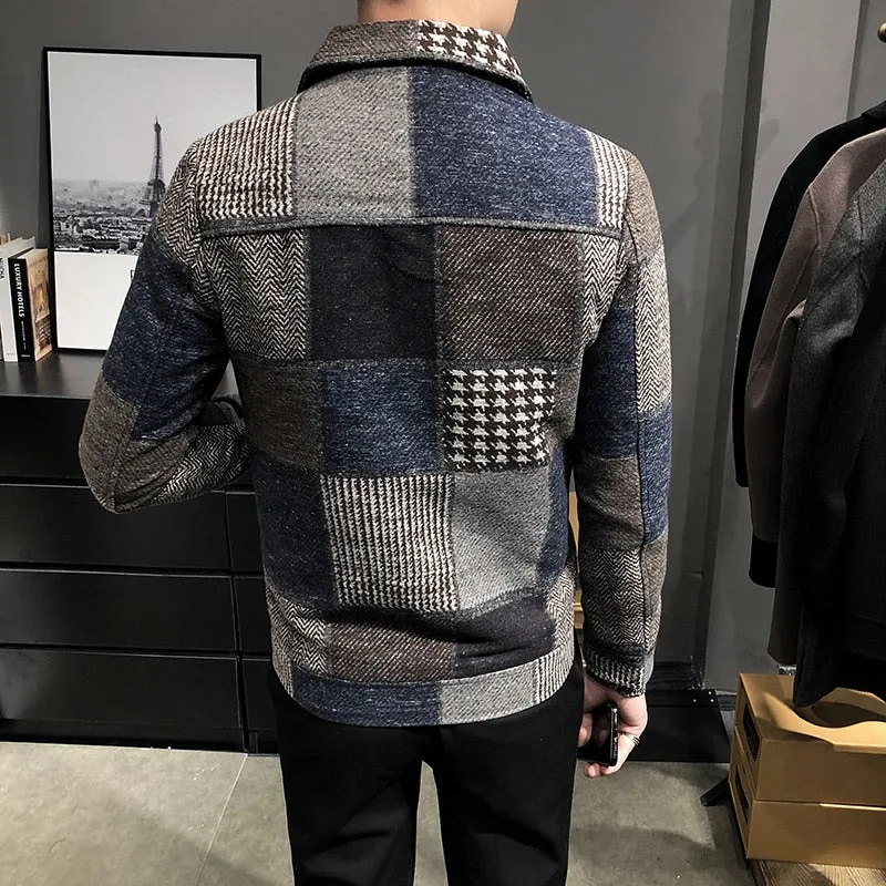 Fashion Plaid Woolen Casual Jacket