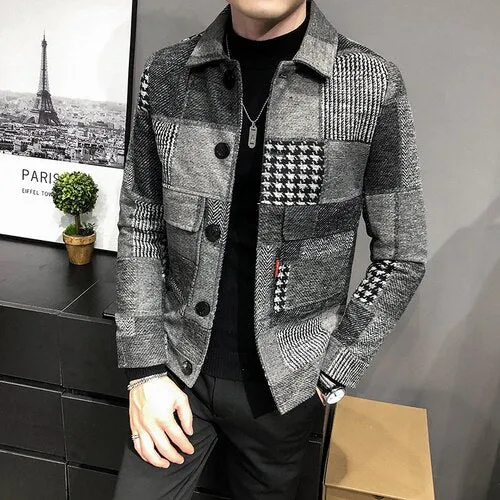 Fashion Plaid Woolen Casual Jacket