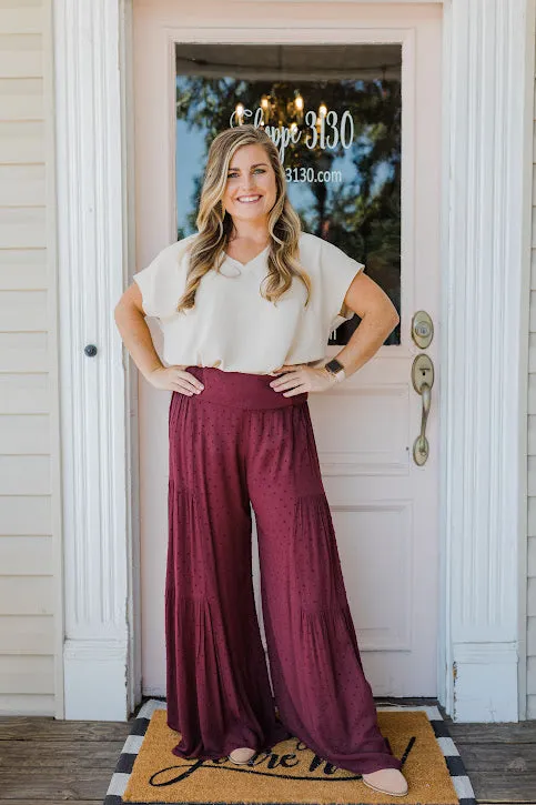 FINAL SALE Swiss Dot Flowy Ruffle Pants