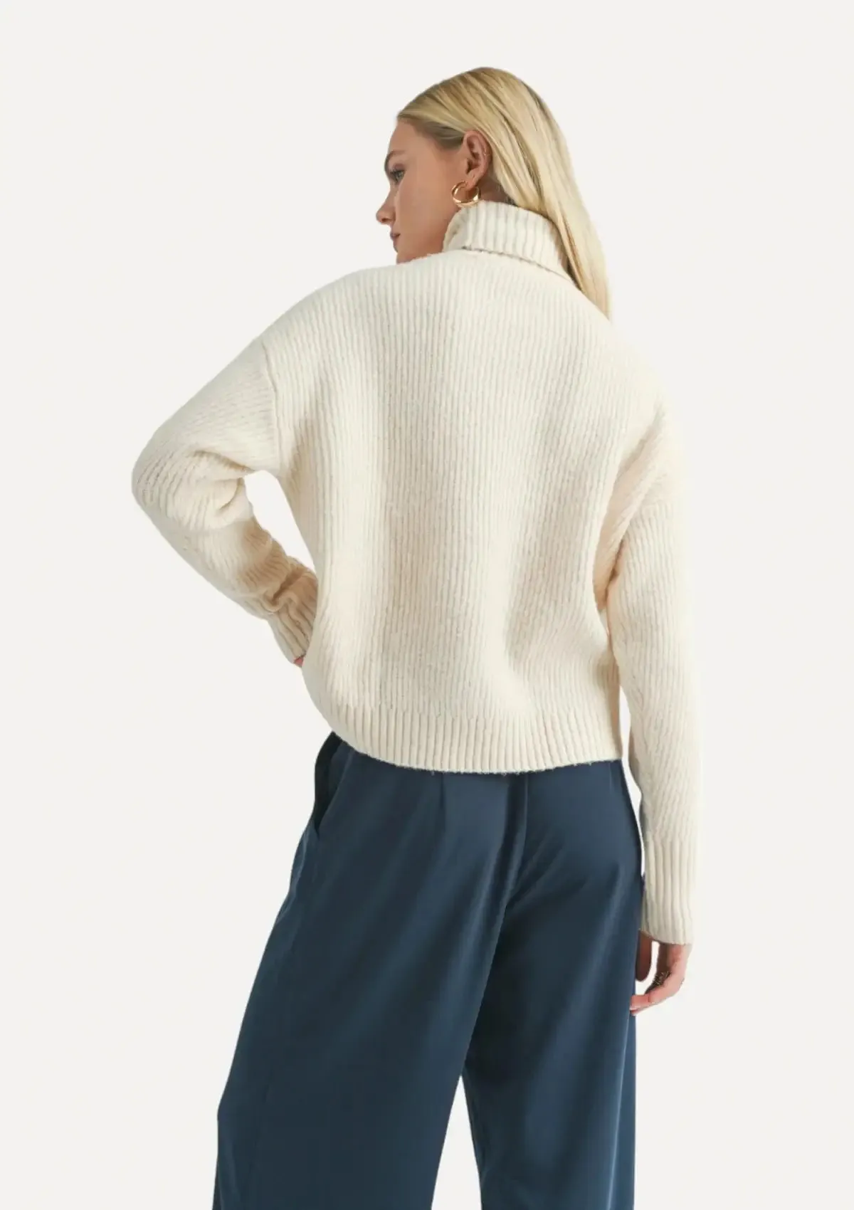 Fiona Turtleneck Pullover Sweater - Cream