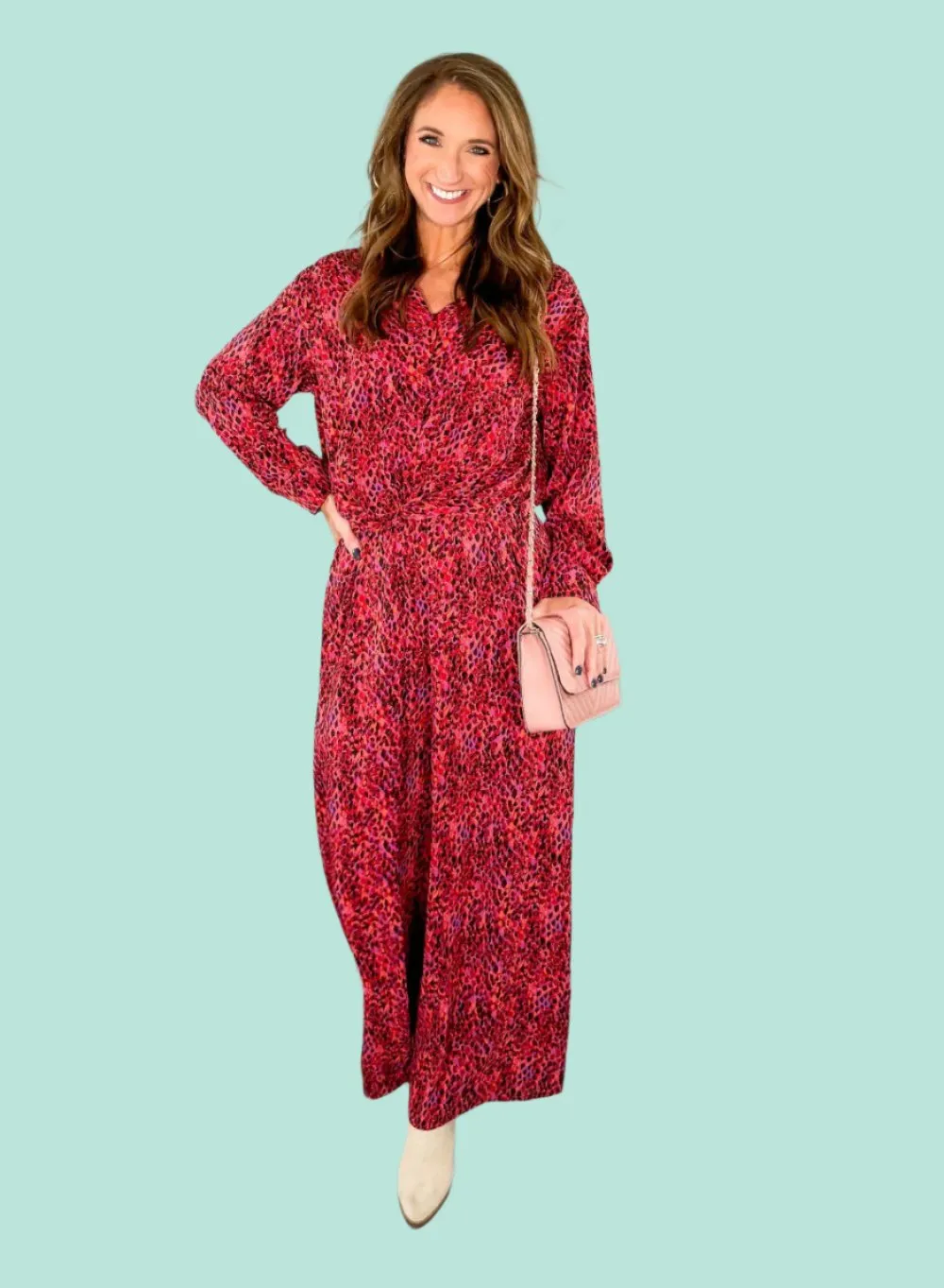 Geo Dot Pink Flowy Pants