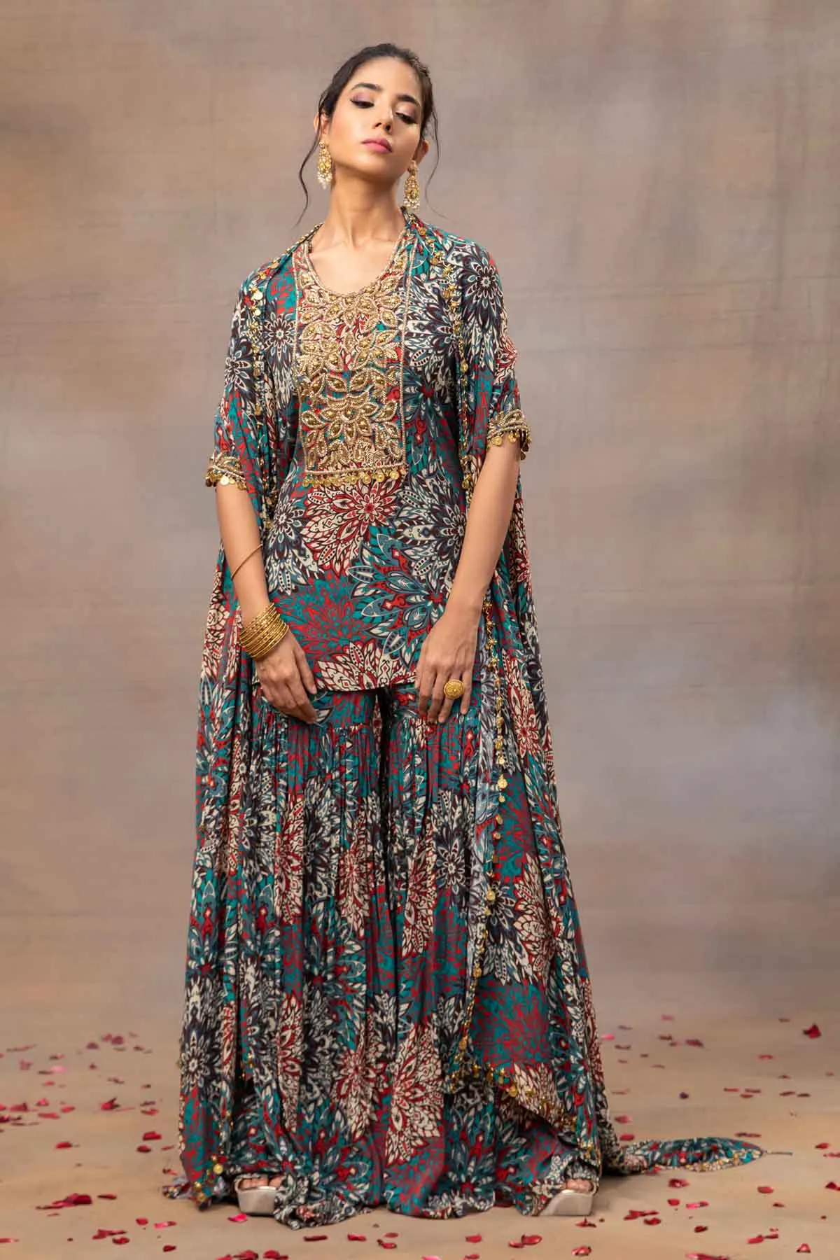 Gold Embroidered Kurta Set
