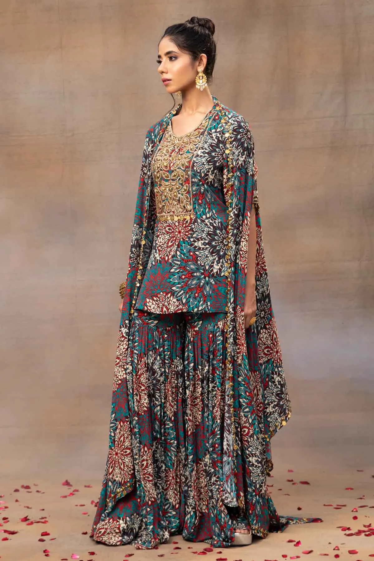 Gold Embroidered Kurta Set