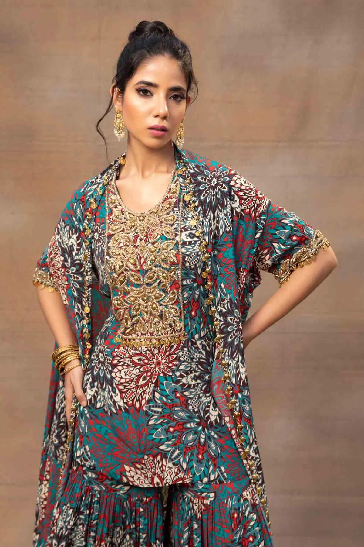 Gold Embroidered Kurta Set