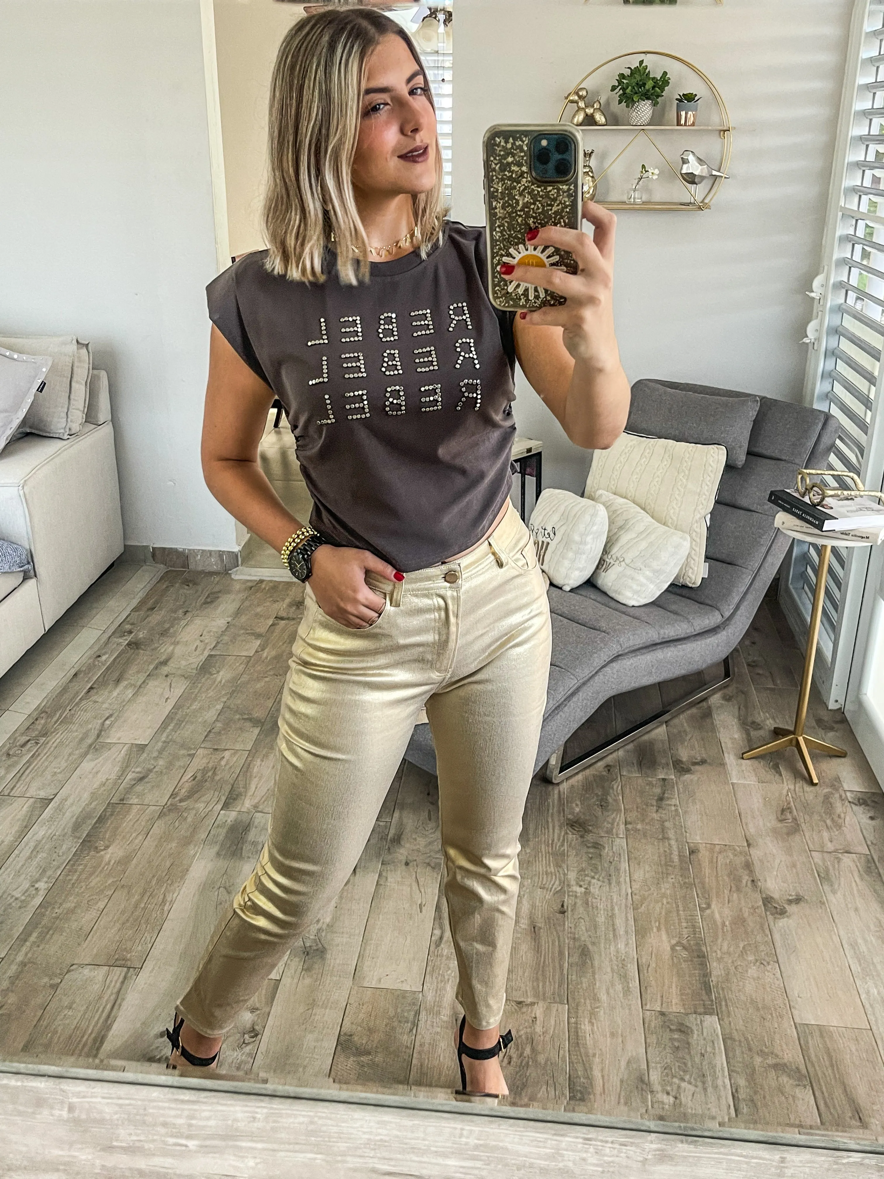 GOLD METALLIC JEANS