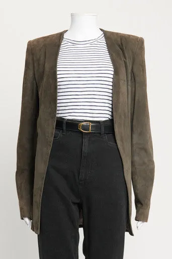 Grey Suede Open Front Blazer