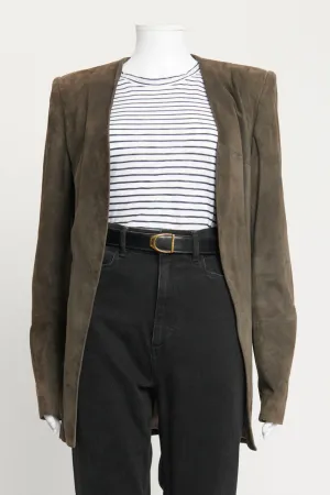 Grey Suede Open Front Blazer