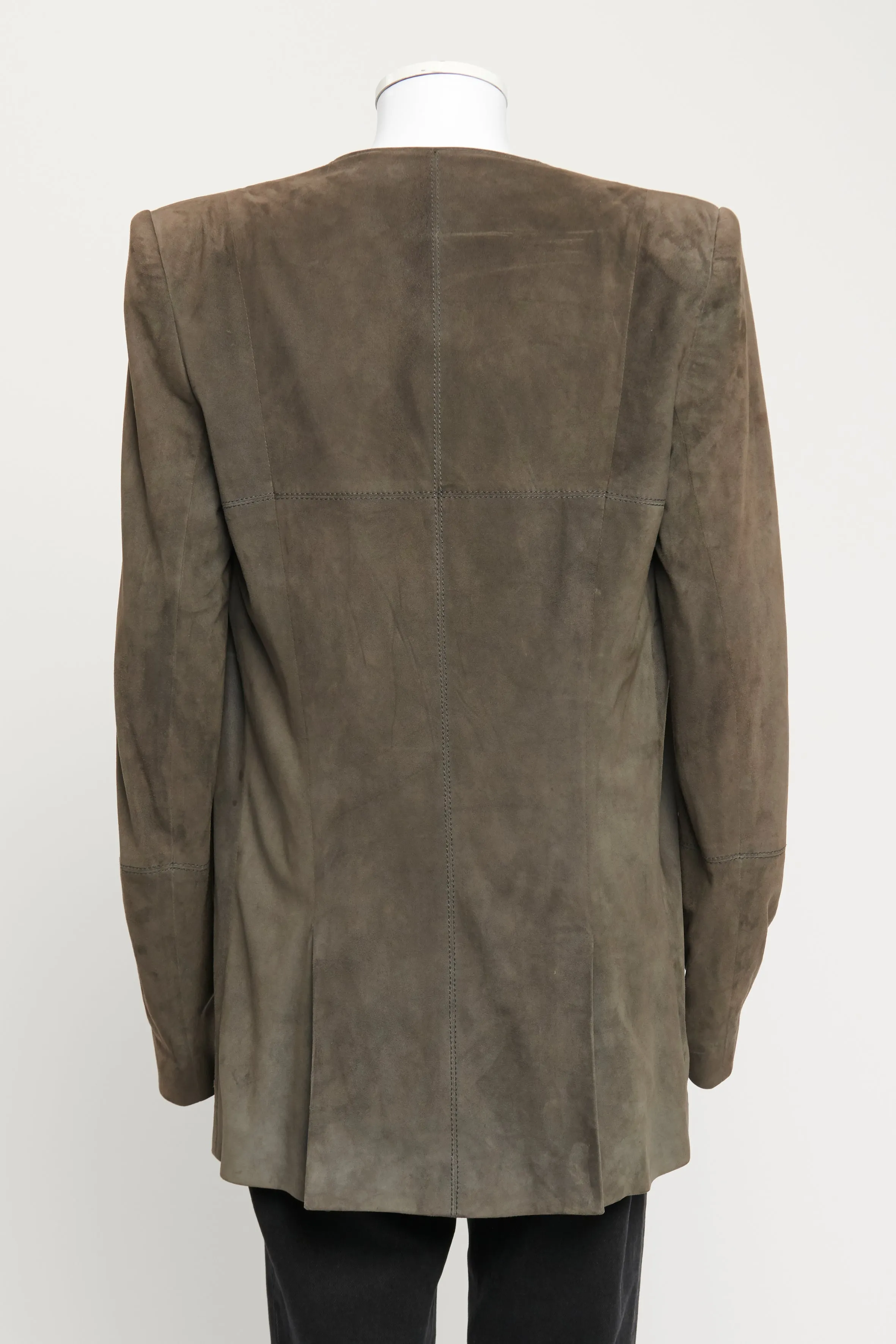 Grey Suede Open Front Blazer