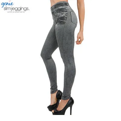 Hayoha 2017 Leggings Jeans for Women Denim Pants with Pocket Slim Leggings Women Fitness Plus Size Leggins S-XXL Black/Gray/Blue