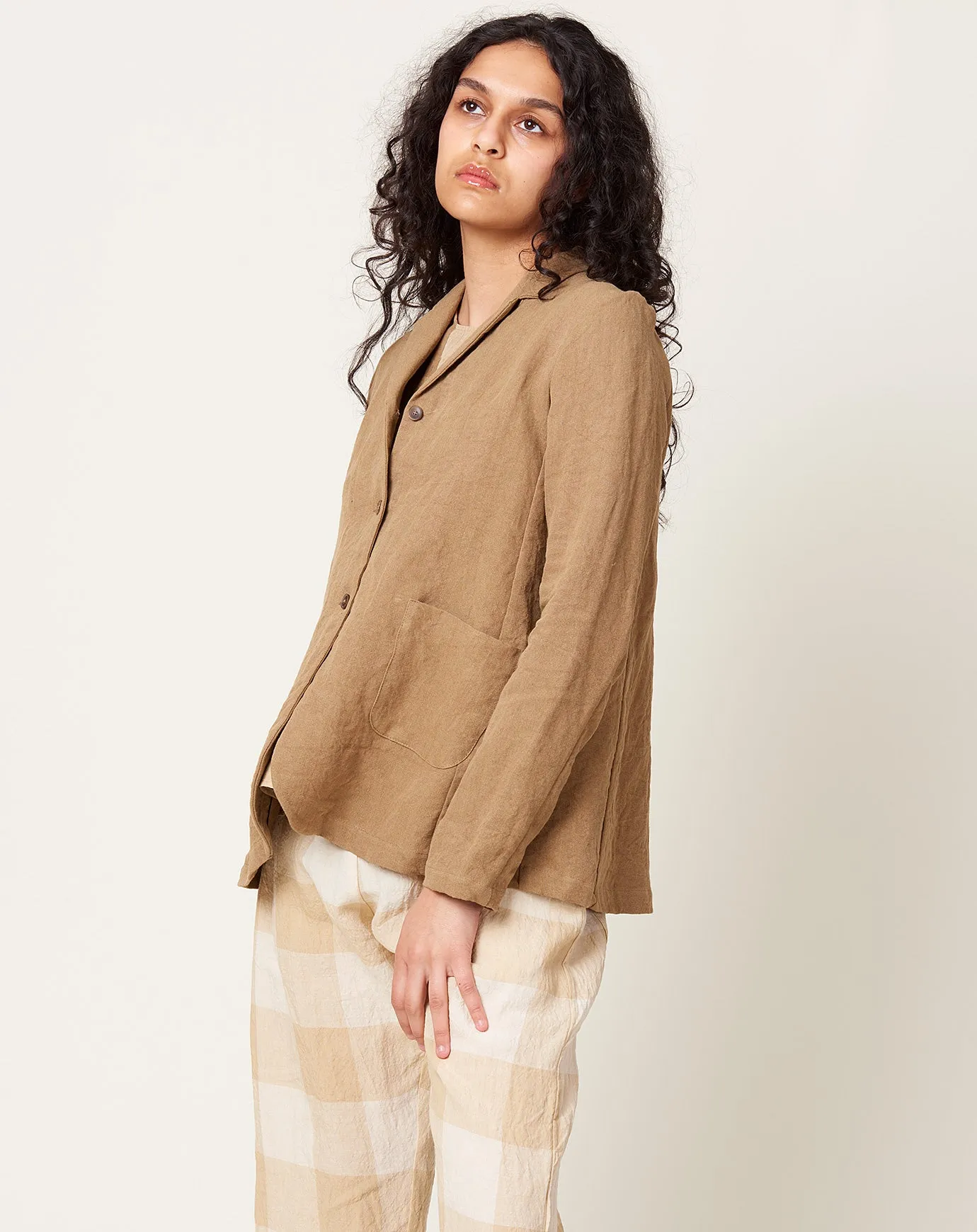 Heavy Linen Jacket in Hazelnut
