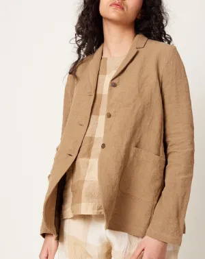 Heavy Linen Jacket in Hazelnut