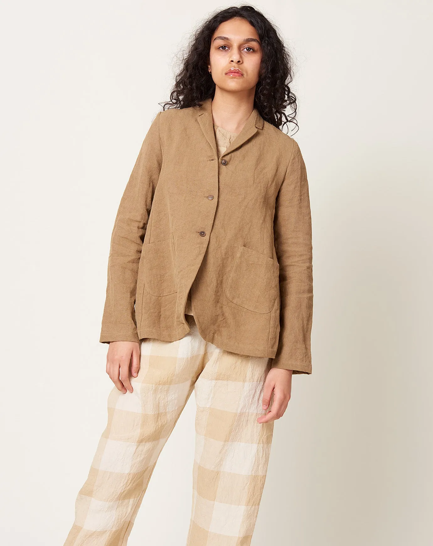 Heavy Linen Jacket in Hazelnut