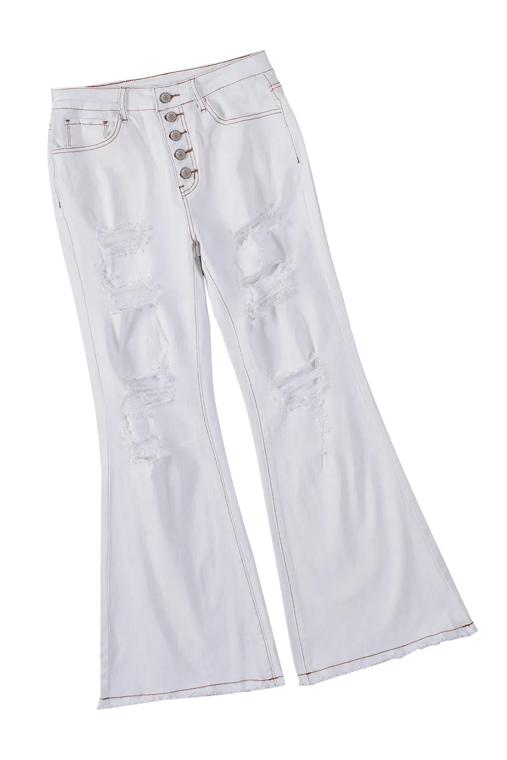 Light Washed Fly Flare Jeans