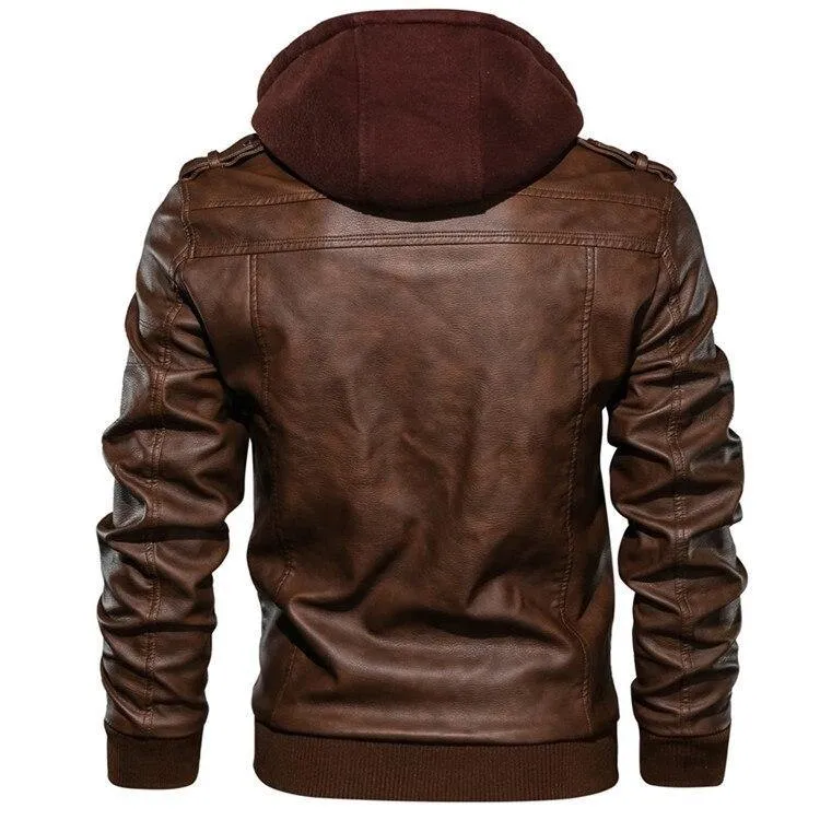 Men's Autumn Casual Hooded Leather Jackets