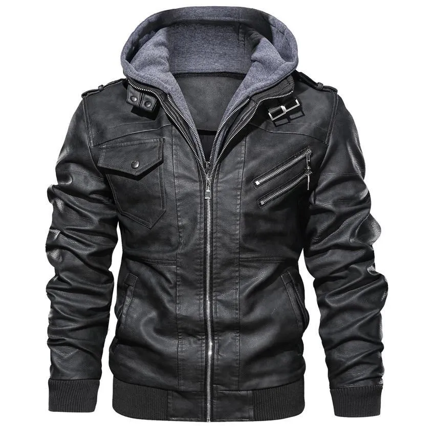 Men's Autumn Casual Hooded Leather Jackets