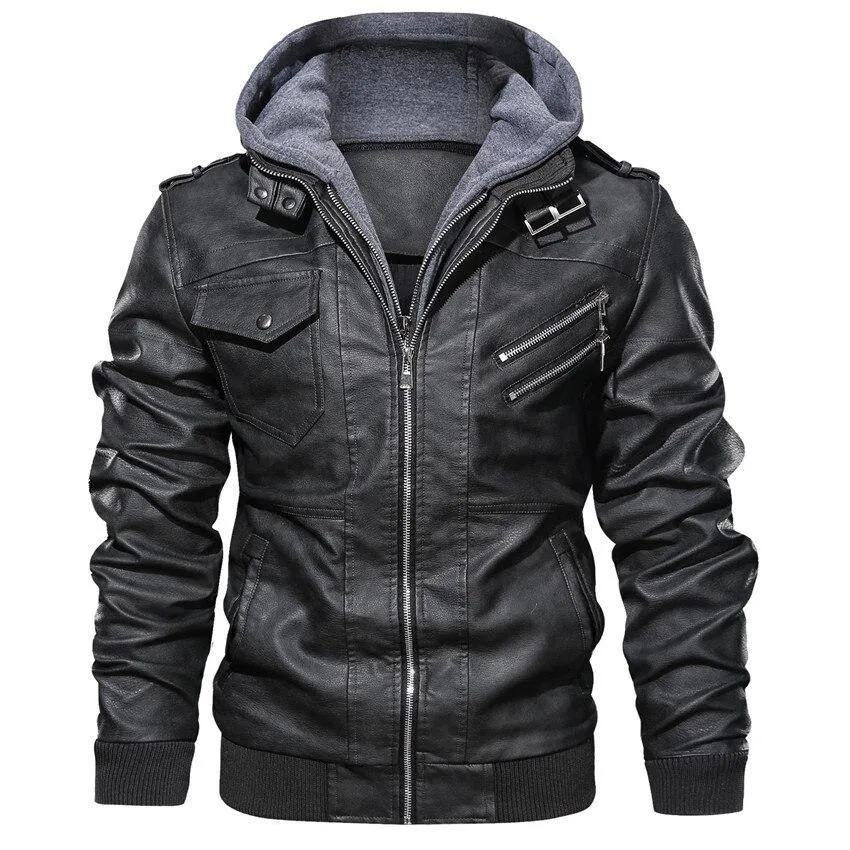 Men's Autumn Casual Hooded Leather Jackets