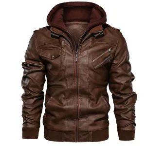 Men's Autumn Casual Hooded Leather Jackets