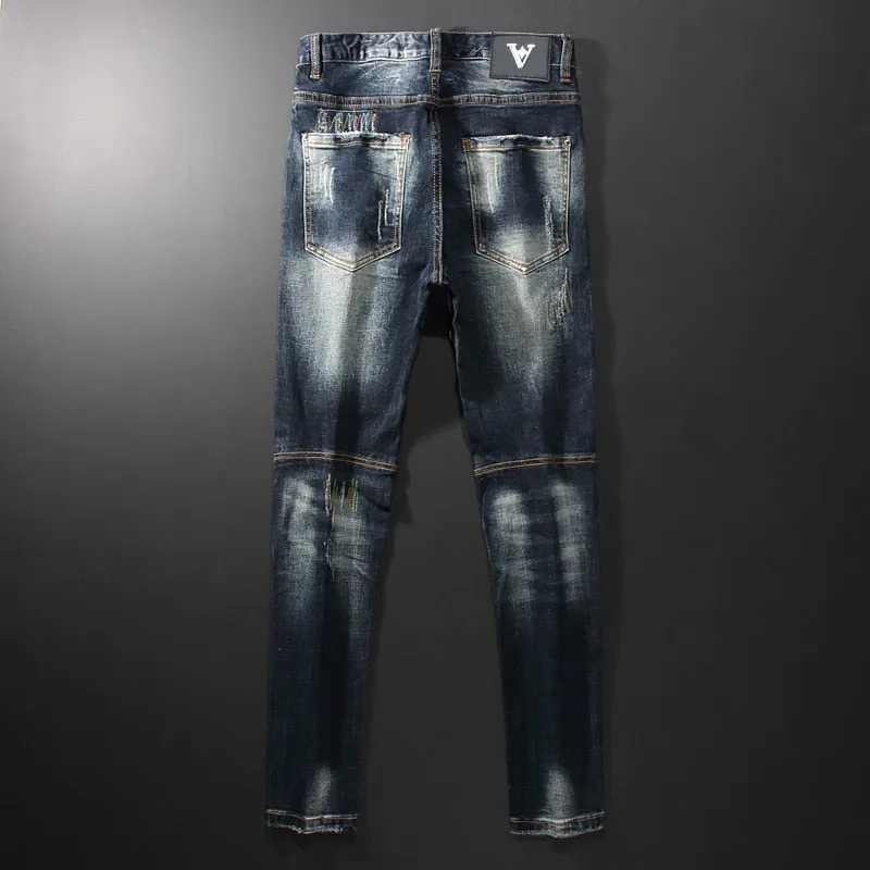Men's Streetwear Denim Punk Retro Distressed Jeans
