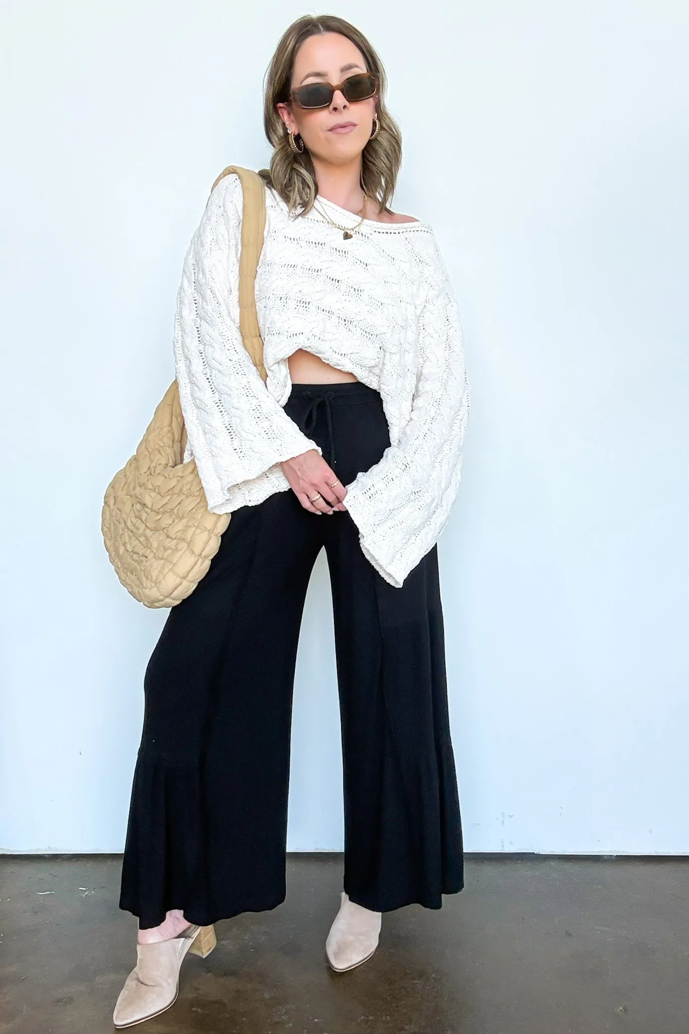 Naiara Ribbed Contrast Flowy Pants