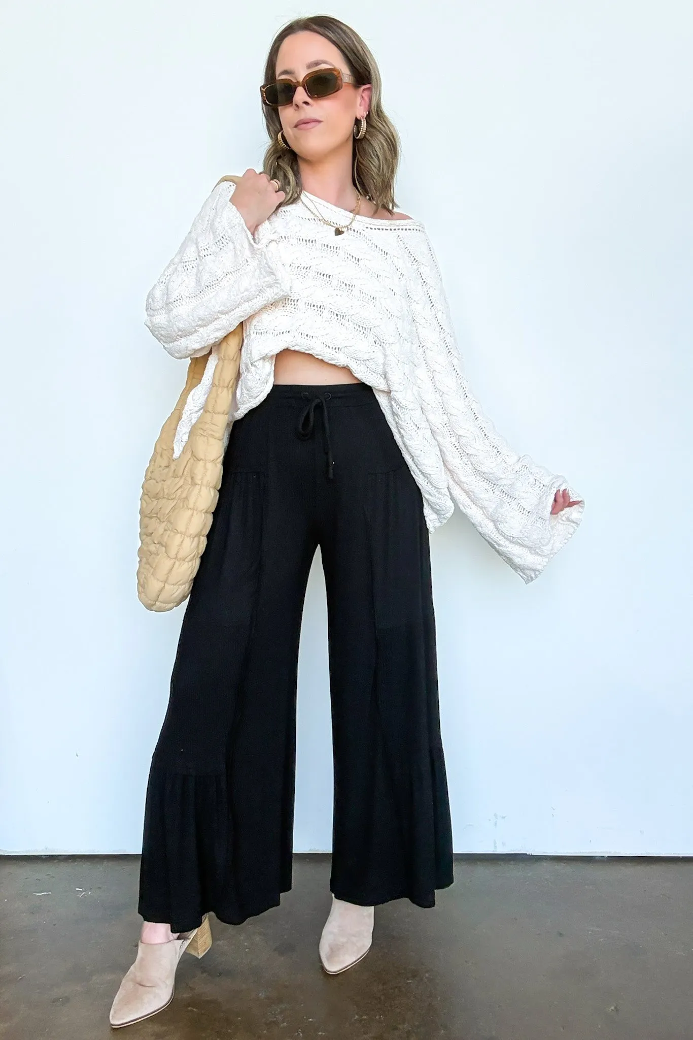 Naiara Ribbed Contrast Flowy Pants