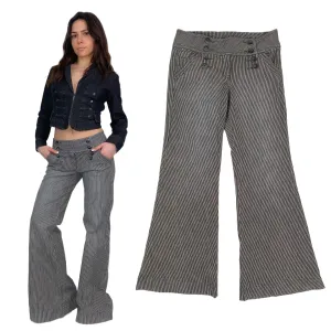 Navy Striped Wide Leg Trouser Jeans (M)