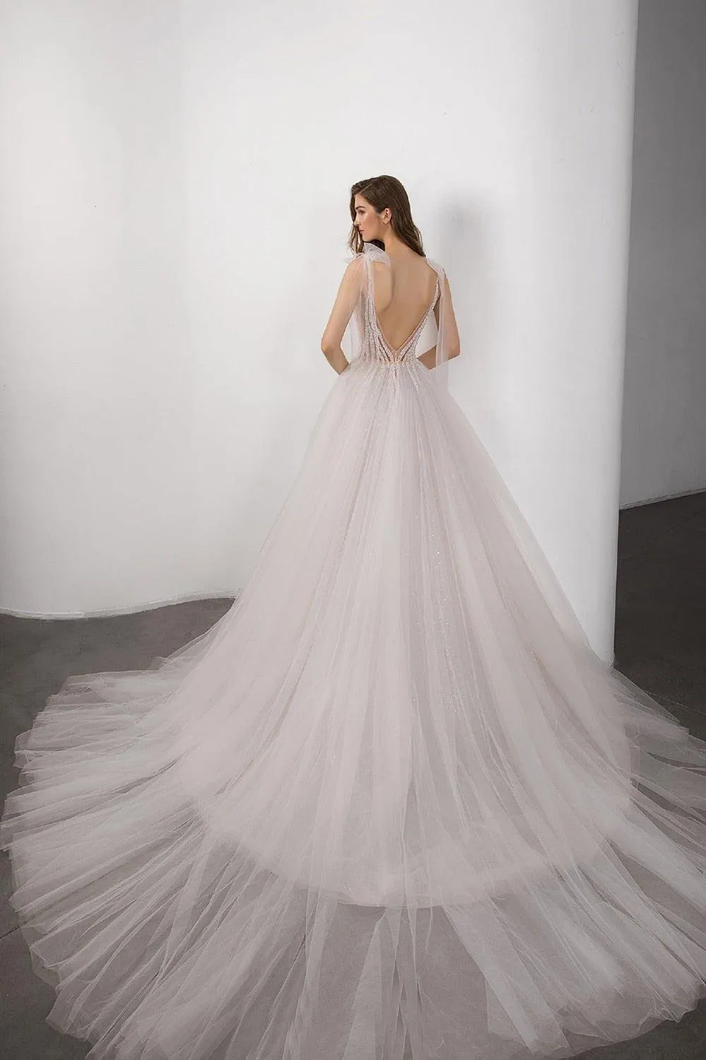 NumberSea boho Bridal Gown 2021 new Sexy V-neck backless Bride Wedding Dress Luxury Crystal and Pearls Vestido de novia Robe de mariee