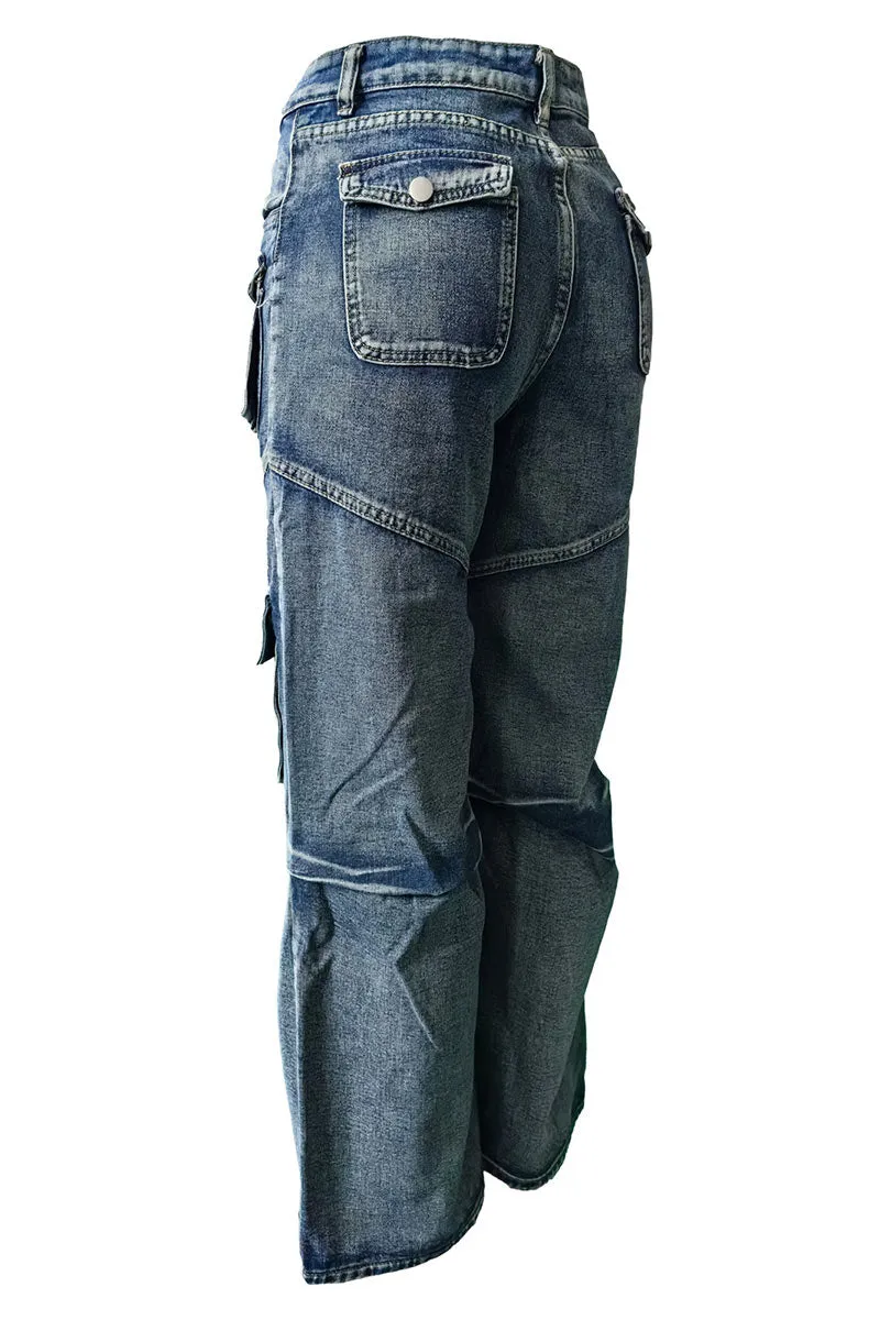 PN0319 Denim Cargo Jeans