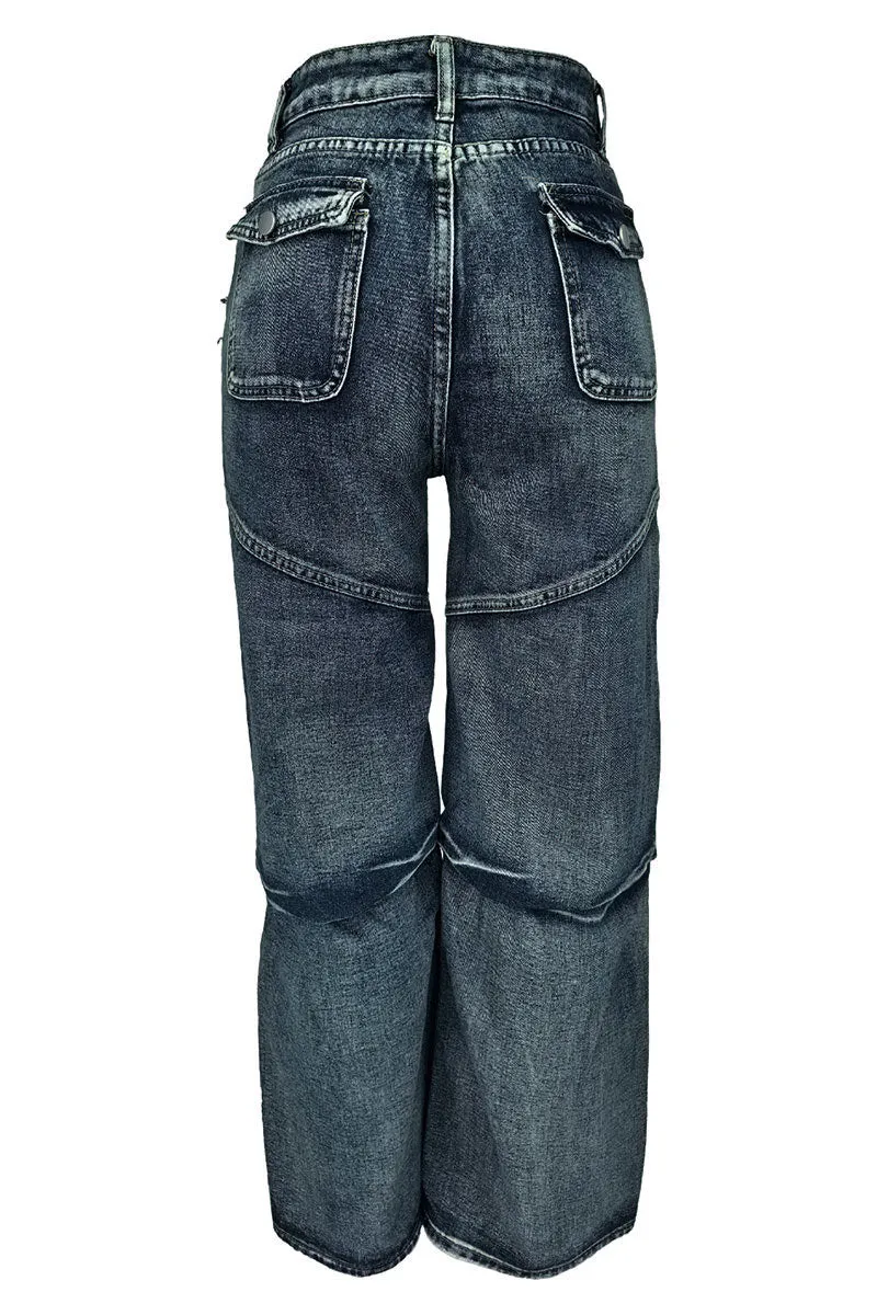 PN0319 Denim Cargo Jeans
