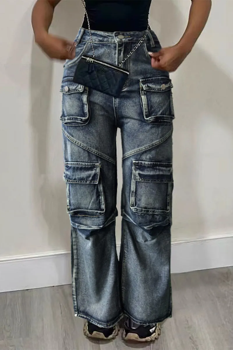 PN0319 Denim Cargo Jeans