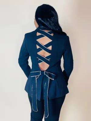 Rhinestone Criss Cross Blazer