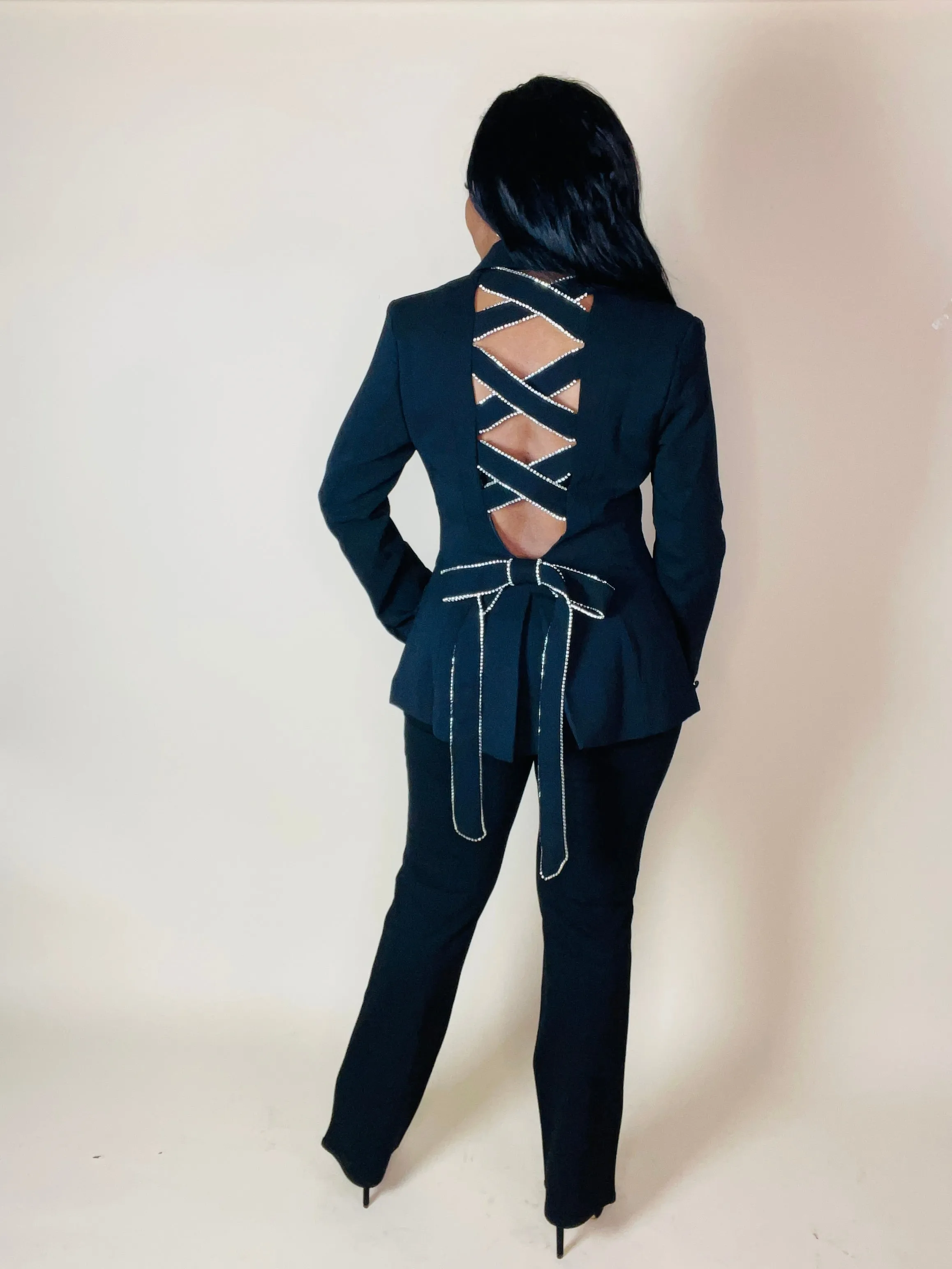 Rhinestone Criss Cross Blazer