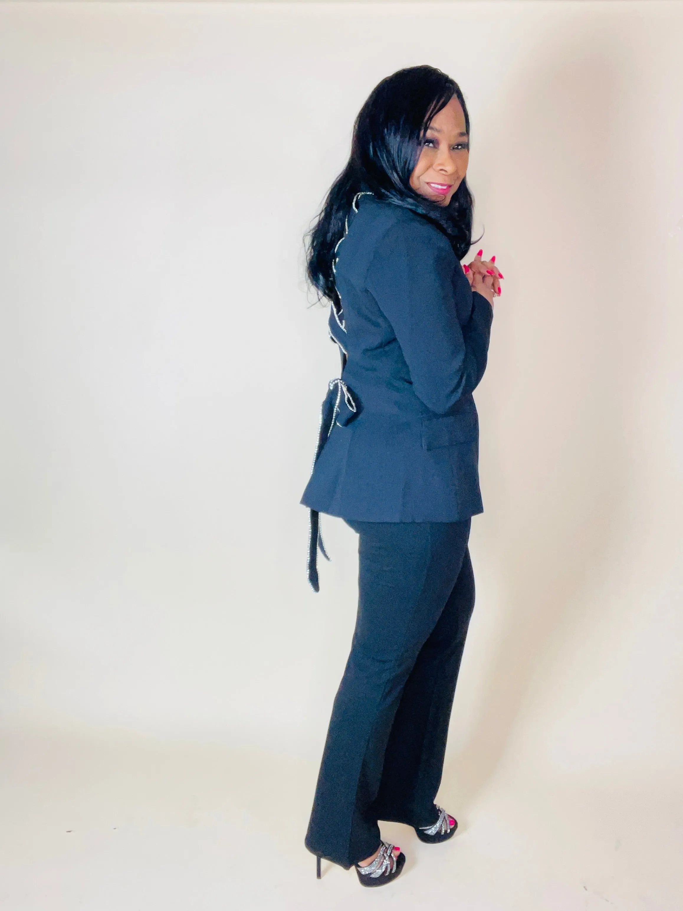 Rhinestone Criss Cross Blazer