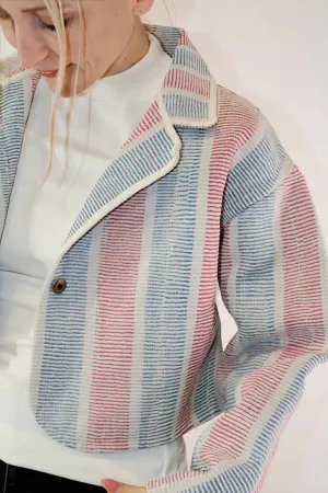 SaPeyKa Cropped Blazer- Red W Blue